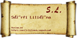 Sárfi Liliána névjegykártya